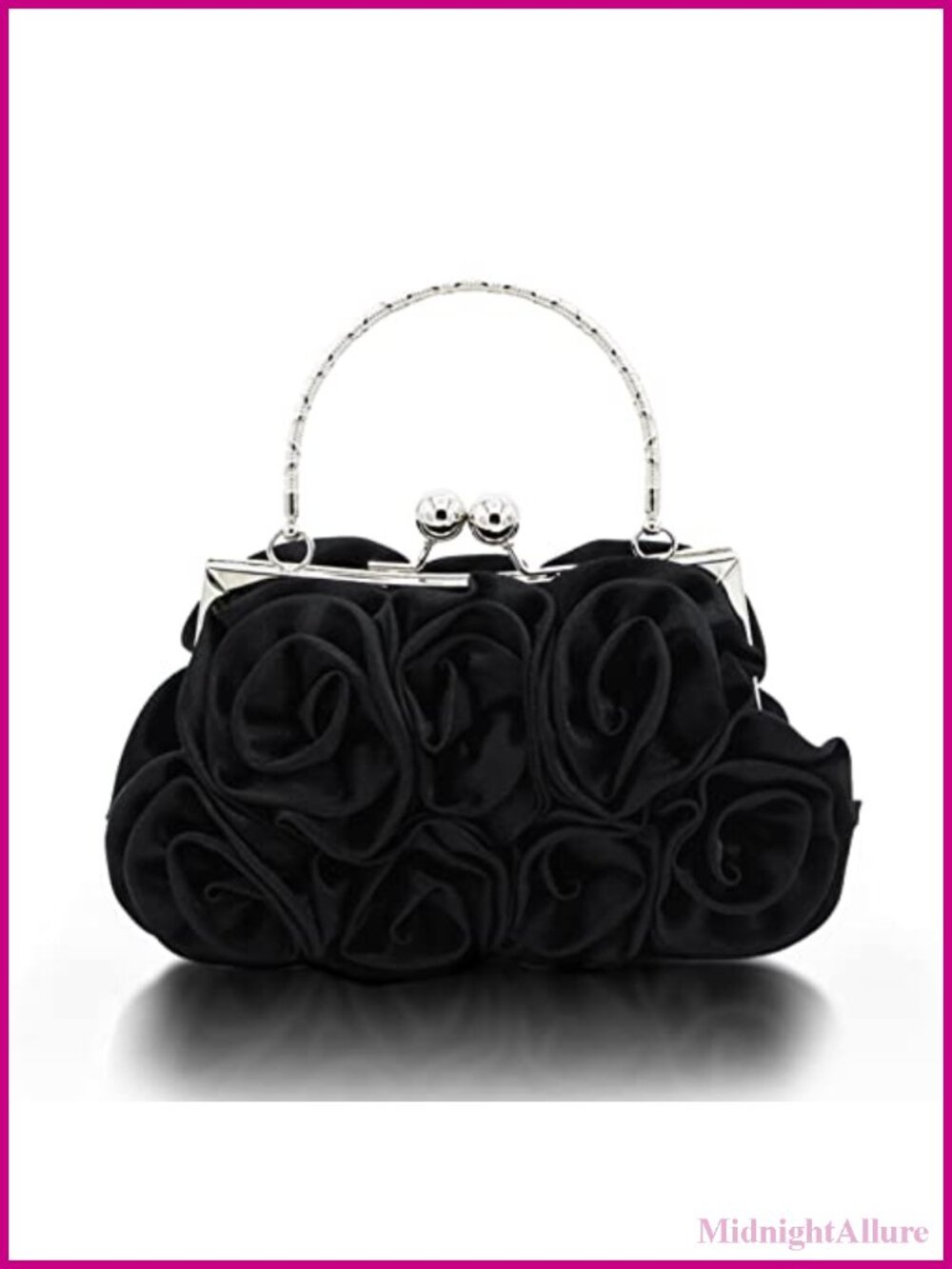 Satin Floral Evening Clutch with Detachable Chain Crossbody Bag